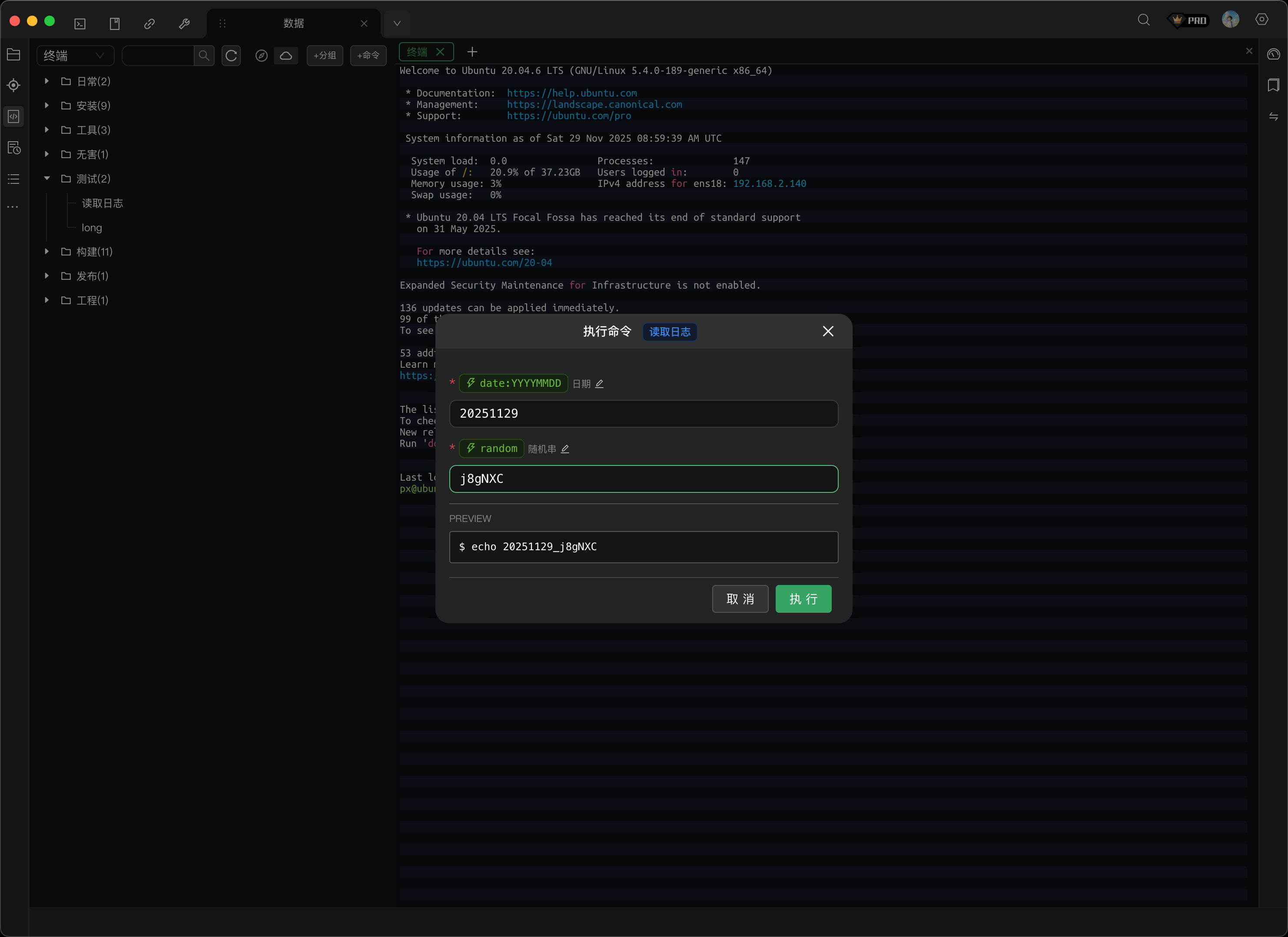 执行命令 - 动态变量