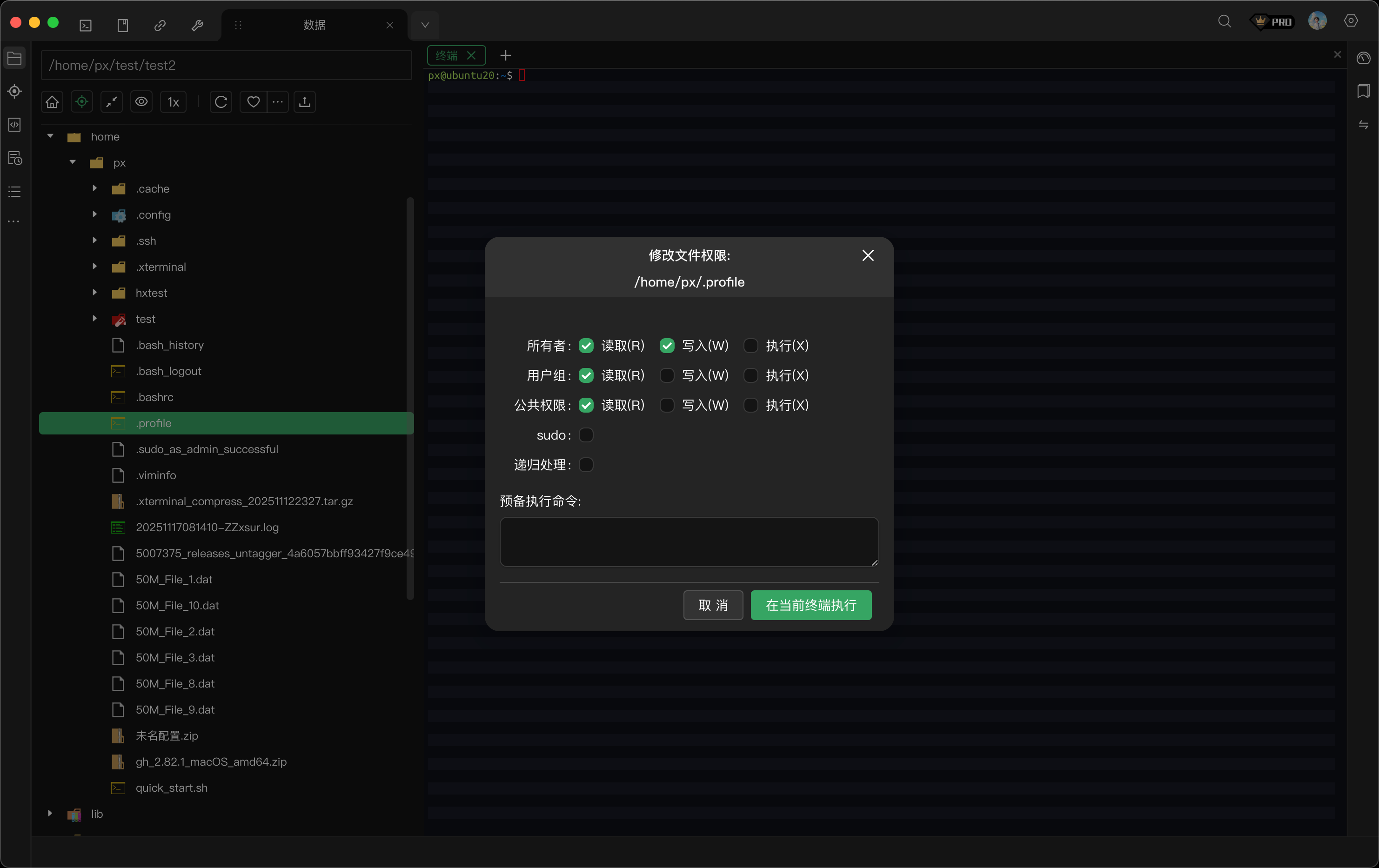 修改文件权限对话框